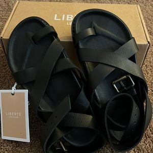 NEW Liberte Leather Capri Black Sandals